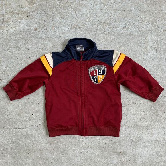 Y2K Nike Track Jacket Toddler Baby 18M Red Full Zip Varisty Patch - Picture 1 of 9